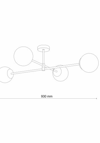 TK Cadix loftlampe, m. 4 skrme - glas og guld stl