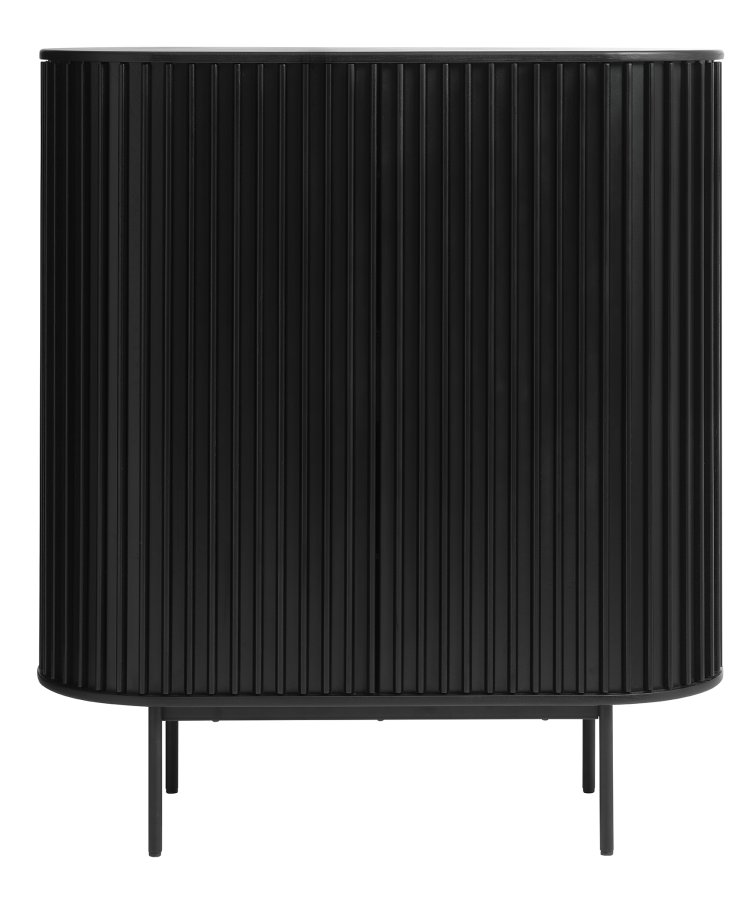 Siena skap, med 2 drer, 3 hyller, 1 skuff - svart eikefiner/eik og sort metall