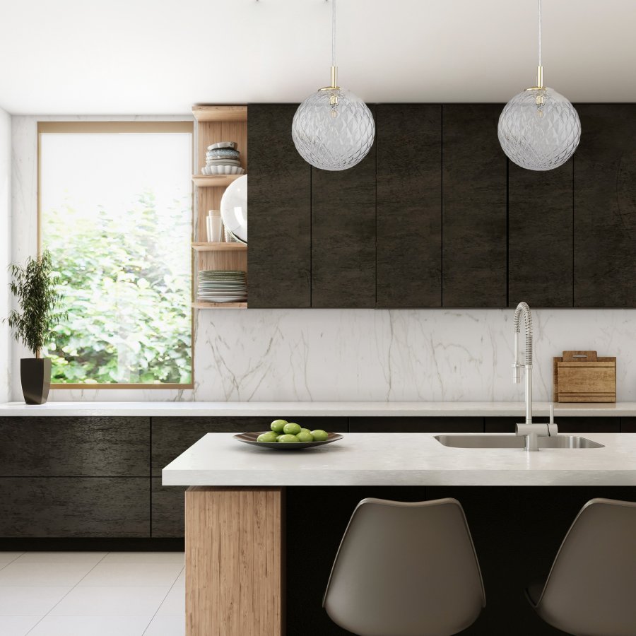 TK Cadix loftlampe 210 - glas og guld stl