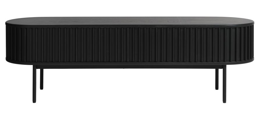 Siena TV-bord, m. 2 drer og 1 skuff - svart eikefiner/eik og sort metall (160x45)