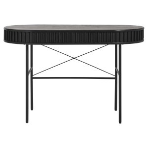 Siena skrivbord, w. dörr - svart ekfanér/ek och svart metall (60x120)