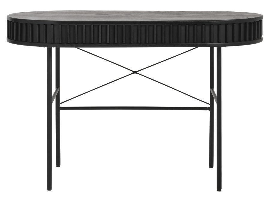 Siena skrivebord, w. dr - svart eikefiner/eik og sort metall (60x120)