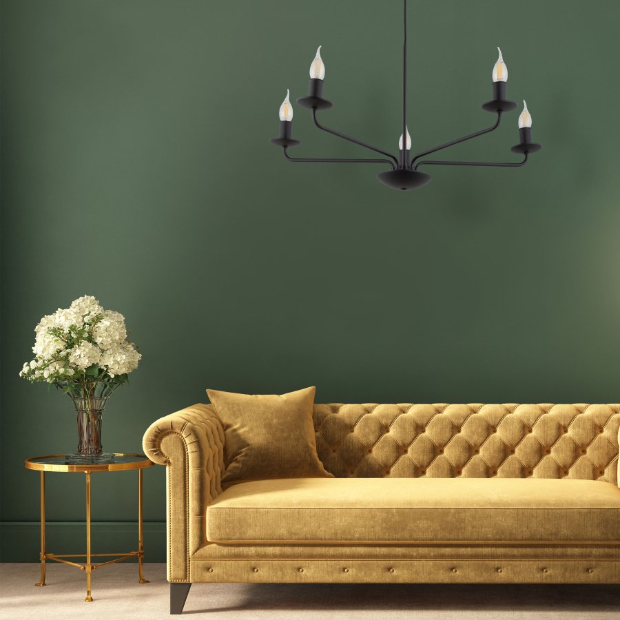 TK Limal loftlampe, m. plads til 5 prer - sort metal