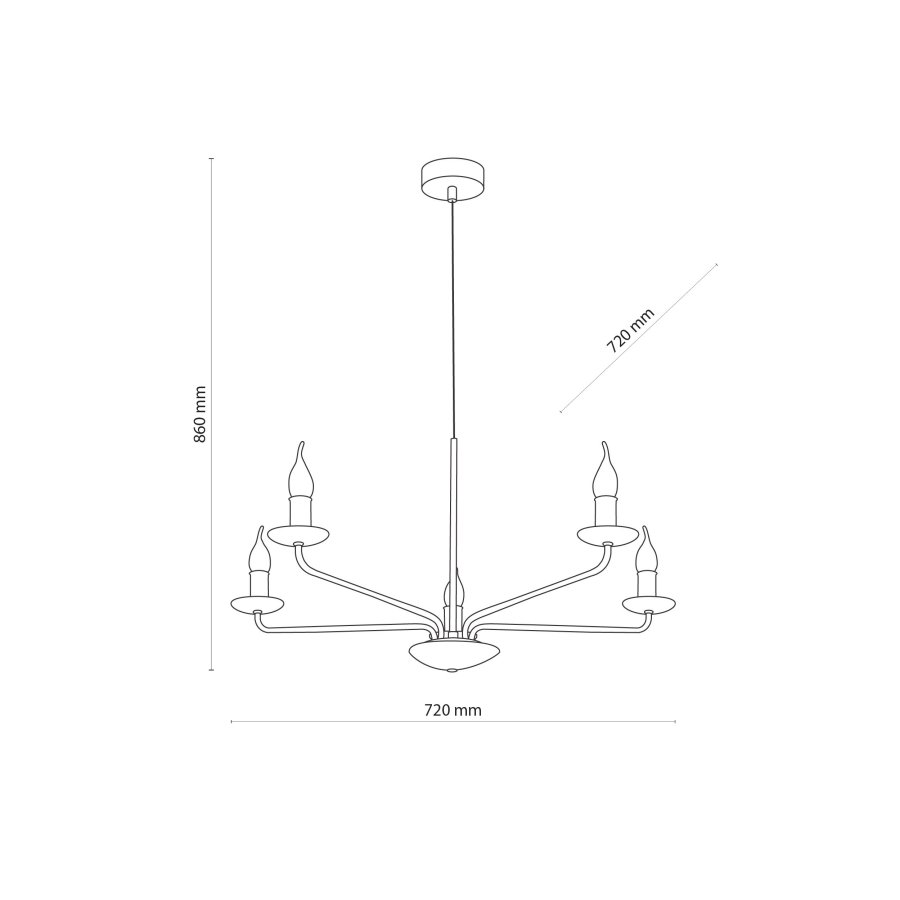 TK Limal loftlampe, m. plads til 5 prer - sort metal