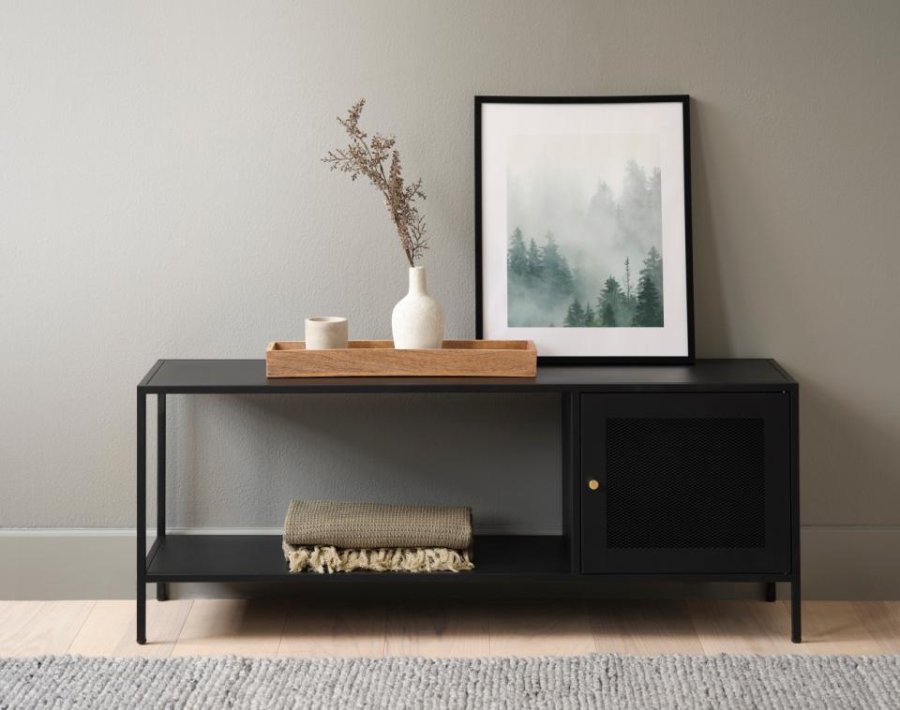 Malibu-skap, m. 1 dr og 1 hylle - svart metall (B:120)