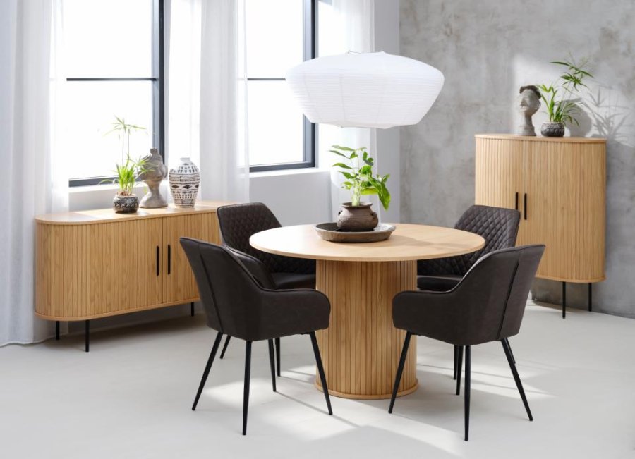 Nola spisebord, rund - natur egefinér (120)