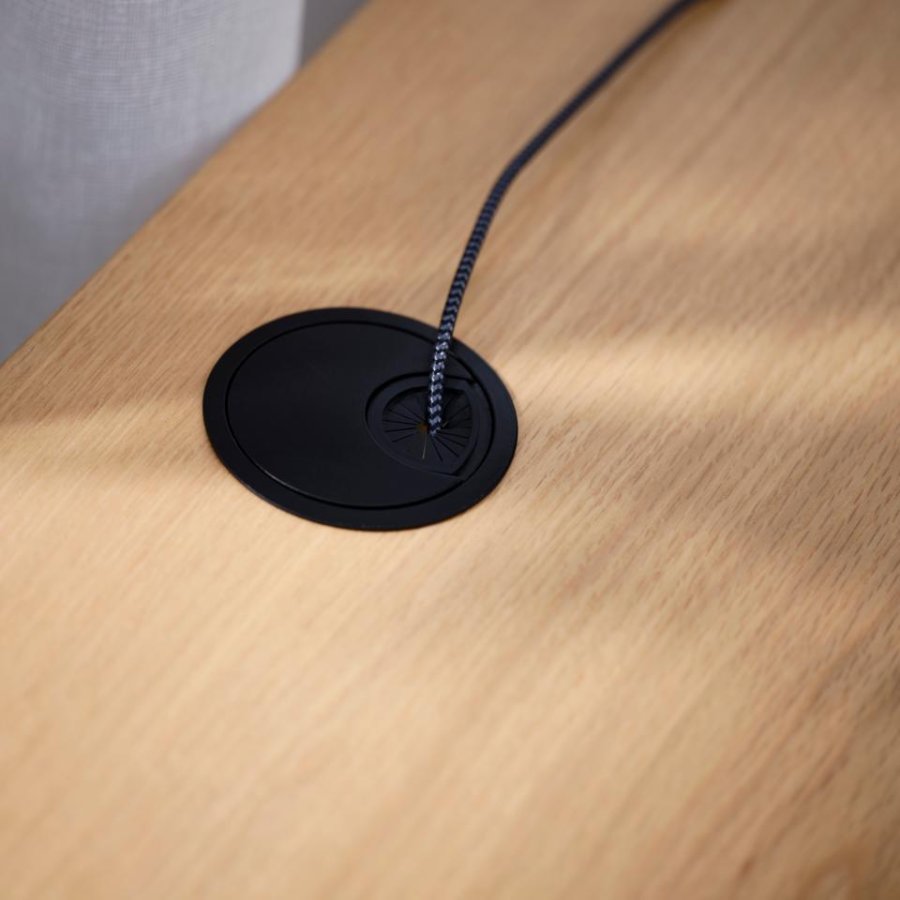 Nola skrivebord, m. 2 skydel�ger - natur egetr�sfin�r og sort metal (60x120)