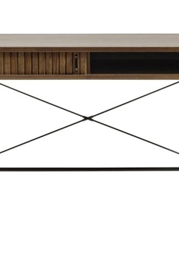 Nola skrivebord, m. 2 skydel�ger - r�gfarvet egetr�sfin�r og sort metal (60x120)