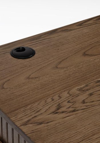 Nola skrivebord, m. 2 skydel�ger - r�gfarvet egetr�sfin�r og sort metal (60x120)