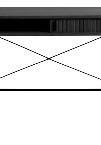 Nola skrivebord, m. 2 skydelger - sort egetrsfinr og sort metal (60x120)