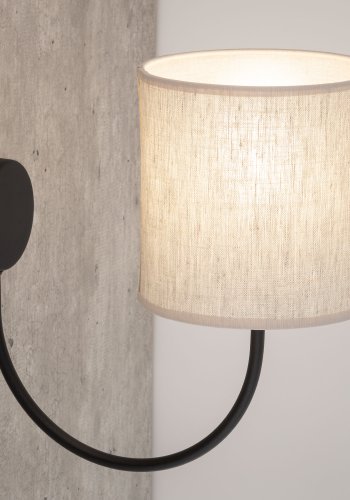 TK Torens vegglampe - naturlin og sort metall