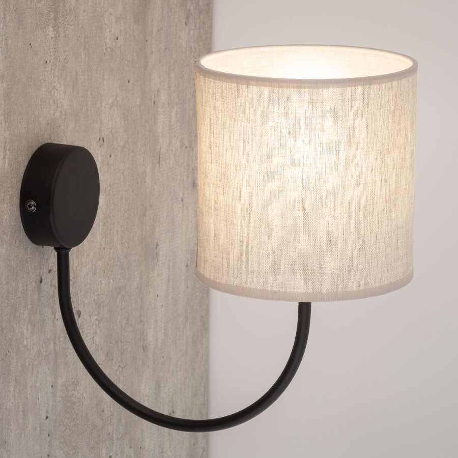 TK Torens vegglampe - naturlin og sort metall