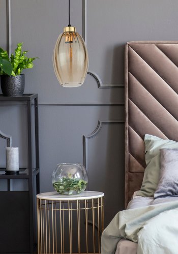 TK Sebo taklampe - glass og sort metall