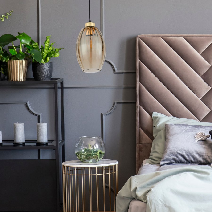 TK Sebo taklampe - glass og sort metall