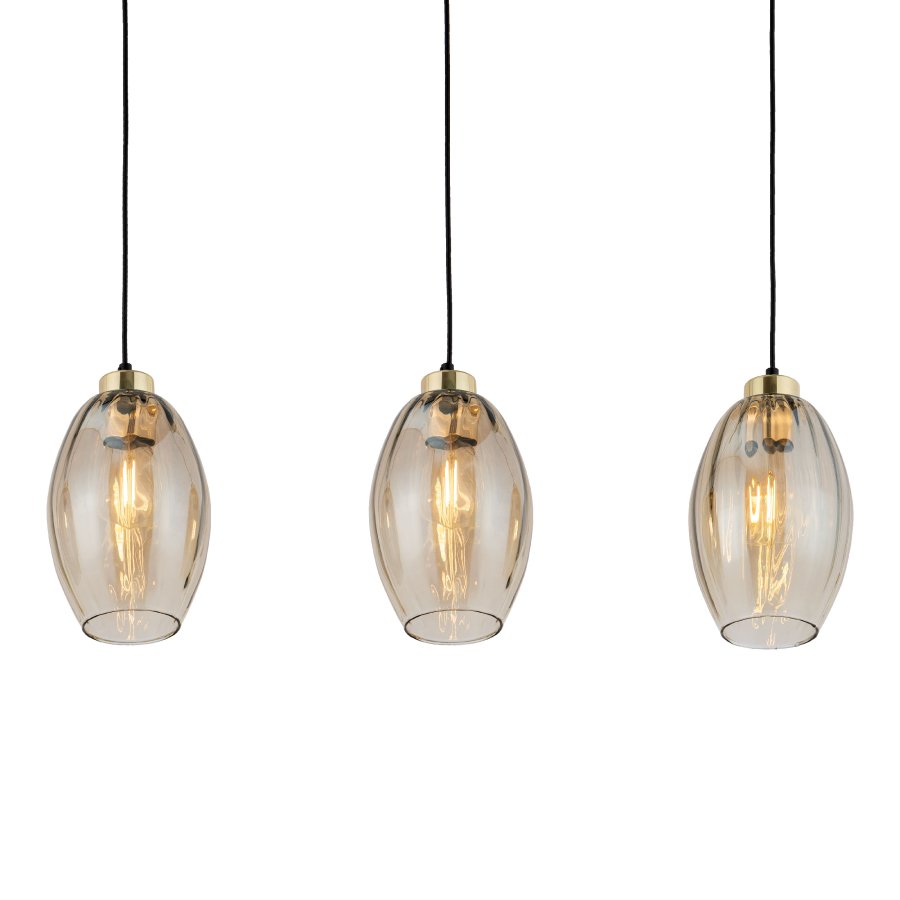 TK Sebo taklampe, m. 3 skjermer - glass og sort metall