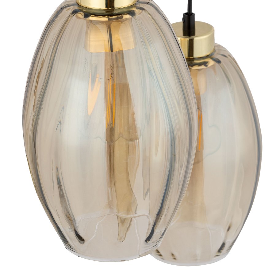 TK Sebo taklampe, m. 3 skjermer - glass og sort metall