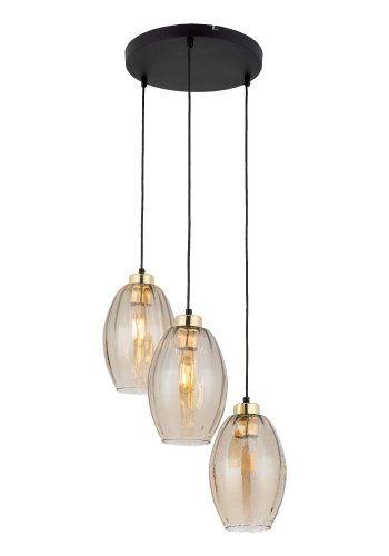 TK Sebo taklampe, m. 3 skjermer - glass og sort metall