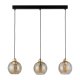 TK Devi loftlampe, m. 3 skrme - rav glas og sort metal
