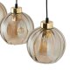 TK Devi loftlampe, m. 3 skrme - rav glas og sort metal