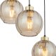 TK Devi loftlampe, m. 3 skrme - rav glas og sort metal