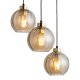 TK Devi loftlampe, m. 3 skrme - rav glas og sort metal