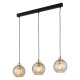 TK Devi loftlampe, m. 3 skrme - rav glas og sort metal