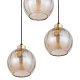 TK Devi loftlampe, m. 3 skrme - rav glas og sort metal