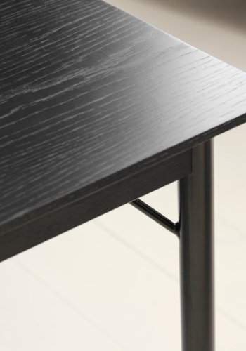 Esstisch Savona, mit Verlängerung – schwarzes Eichenfurnier und schwarzes Metall (95x180)