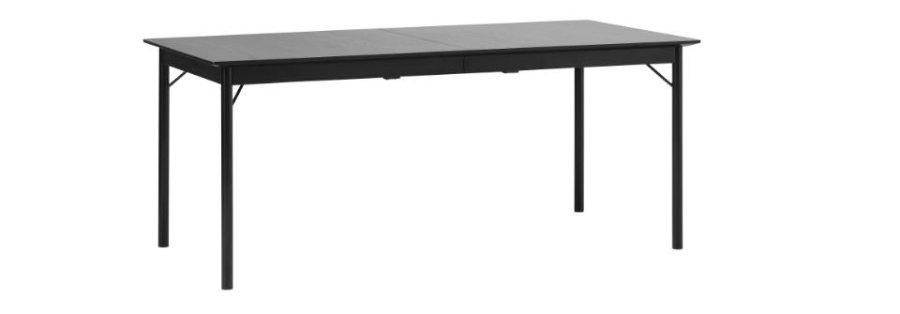Esstisch Savona, mit Verlängerung – schwarzes Eichenfurnier und schwarzes Metall (95x180)