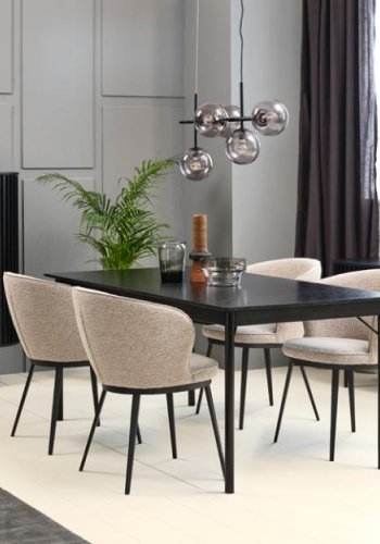 Esstisch Savona, mit Verlängerung – schwarzes Eichenfurnier und schwarzes Metall (95x180)