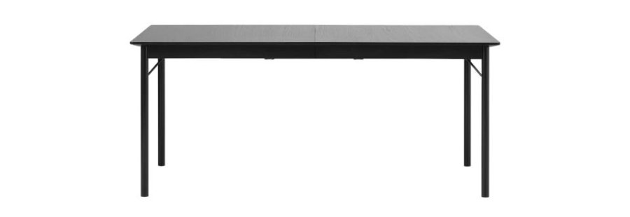 Esstisch Savona, mit Verlängerung – schwarzes Eichenfurnier und schwarzes Metall (95x180)