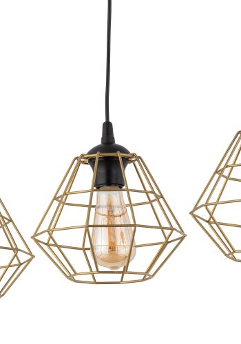 TK Diamant taklampa, w. 3 skärmar - guldstl