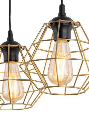 TK Diamant taklampa, w. 3 skärmar - guldstl