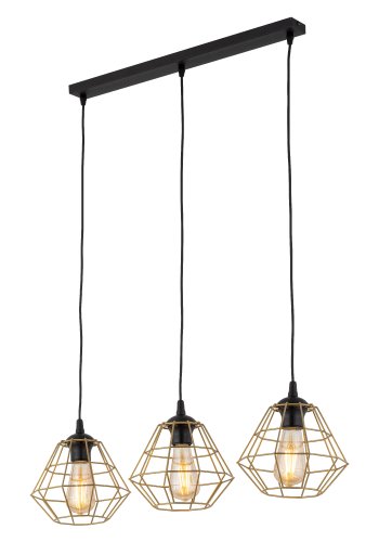 TK Diamant taklampa, w. 3 skärmar - guldstl