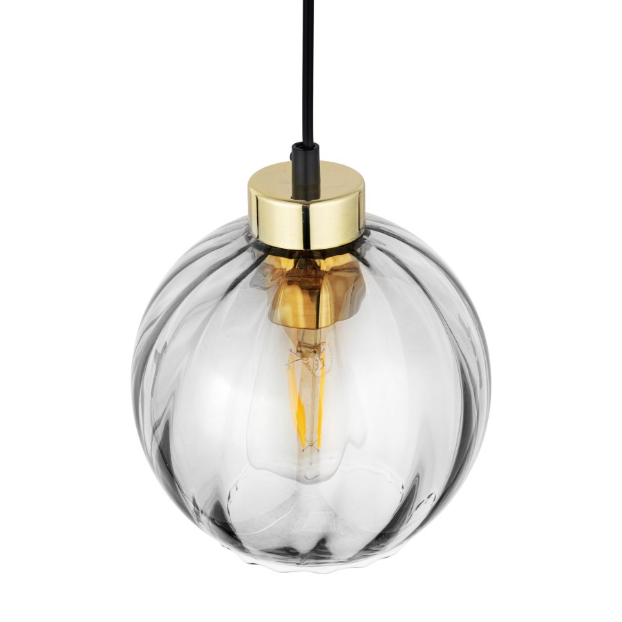 TK Devi loftlampe 180 - klar glas og sort metal