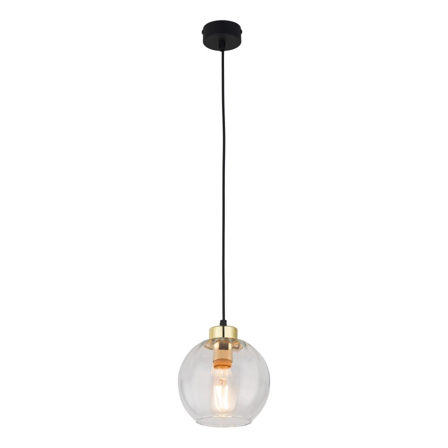 TK Devi loftlampe 180 - klar glas og sort metal