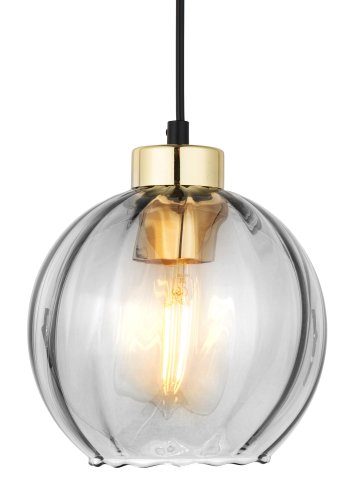TK Devi loftlampe 180 - klar glas og sort metal