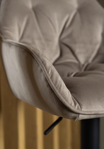 ACT NORDIC Brooke barstol, m. rygln, armln, drejefunktion, gaspatron - beige fljl og sort stl