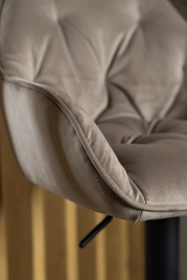 ACT NORDIC Brooke barstol, m. rygln, armln, drejefunktion, gaspatron - beige fljl og sort stl