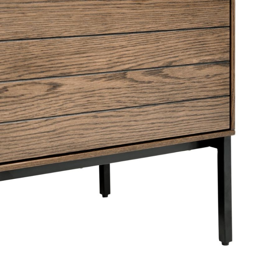 Modica-Schrank mit 2 Türen und Regalen – rauchfarbenes Eichenfurnier und schwarzes Metall