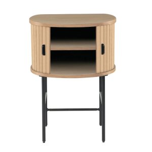 Nola natbord, m. 2 skydelger og 1 hylde - natur eg og sort metal (50x40)