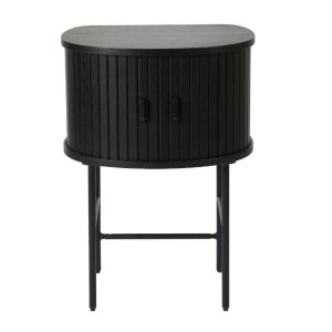 Nola natbord, m. 2 skydelger og 1 hylde - sort eg og sort metal (50x40)