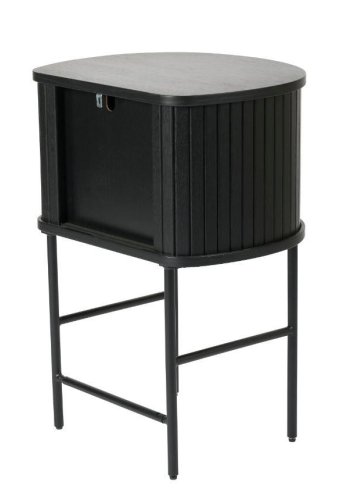 Nola natbord, m. 2 skydelger og 1 hylde - sort eg og sort metal (50x40)