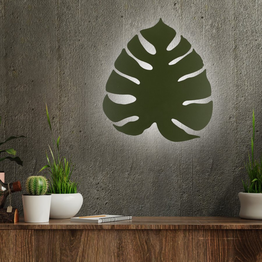 TK Monstera vegglampe - grnt metall