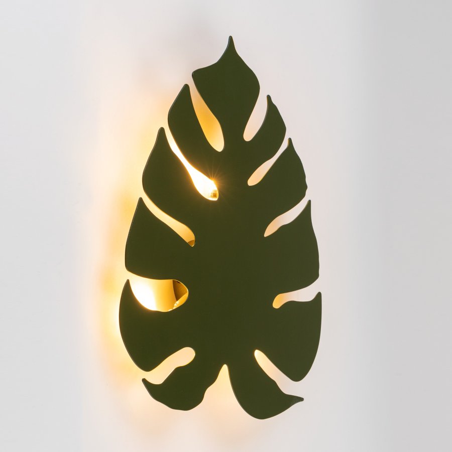 TK Monstera vegglampe - grnt metall