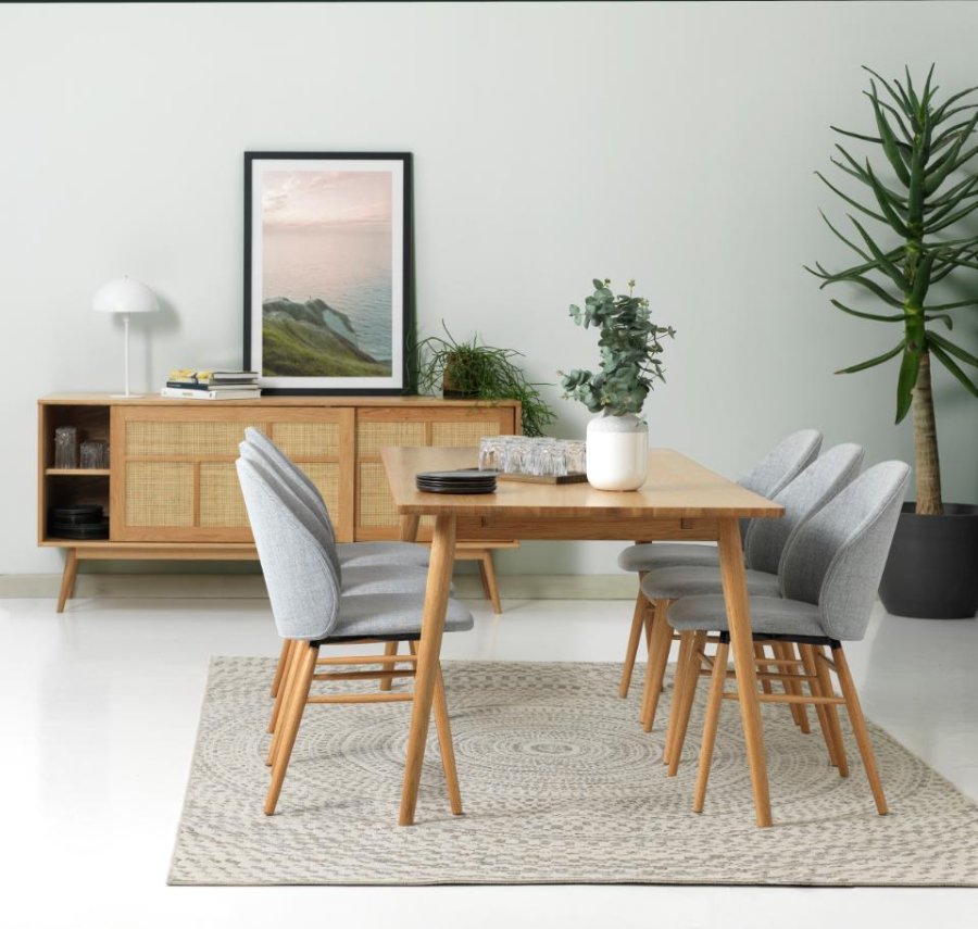 Barrali skjenk, m. 2 skyvedrer og 1 skuff - naturrotting og eik