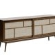 Barrali Sideboard mit 2 Schiebetüren und 1 Schublade – Rattan und geräucherte Eiche