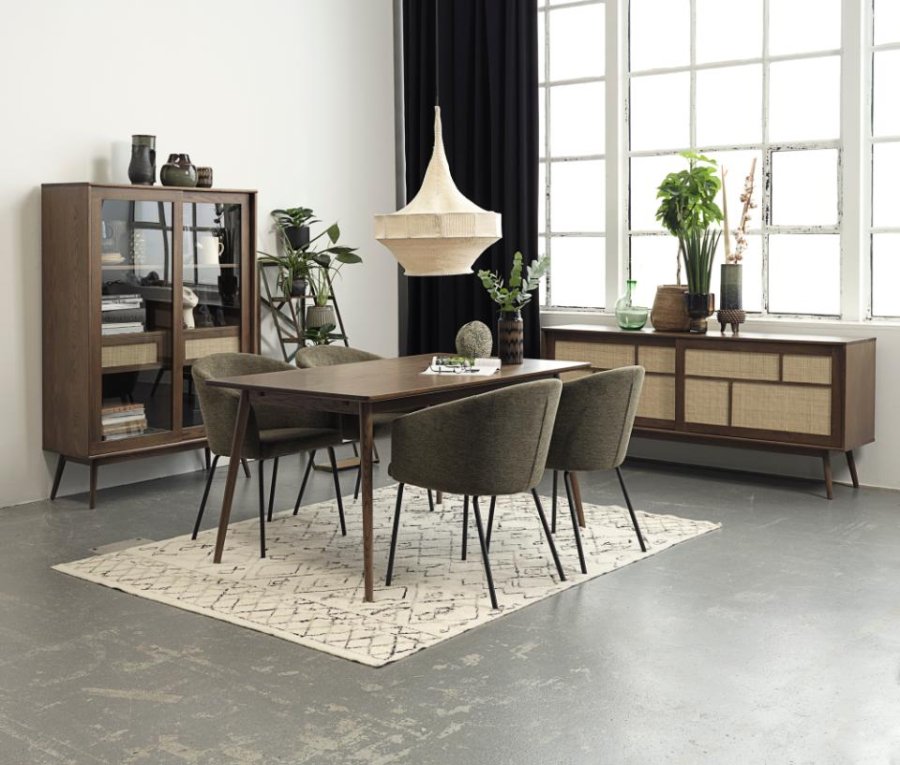 Barrali Sideboard mit 2 Schiebetüren und 1 Schublade – Rattan und geräucherte Eiche