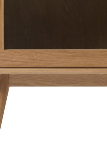 Barrali vitrineskap, m. 2 glassdrer og 2 skuffer - naturlig rotting og eik (H:160)