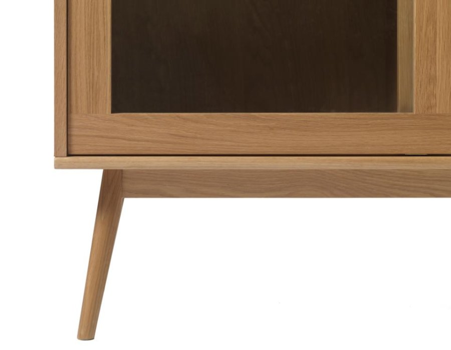 Barrali vitrineskap, m. 2 glassdrer og 2 skuffer - naturlig rotting og eik (H:160)